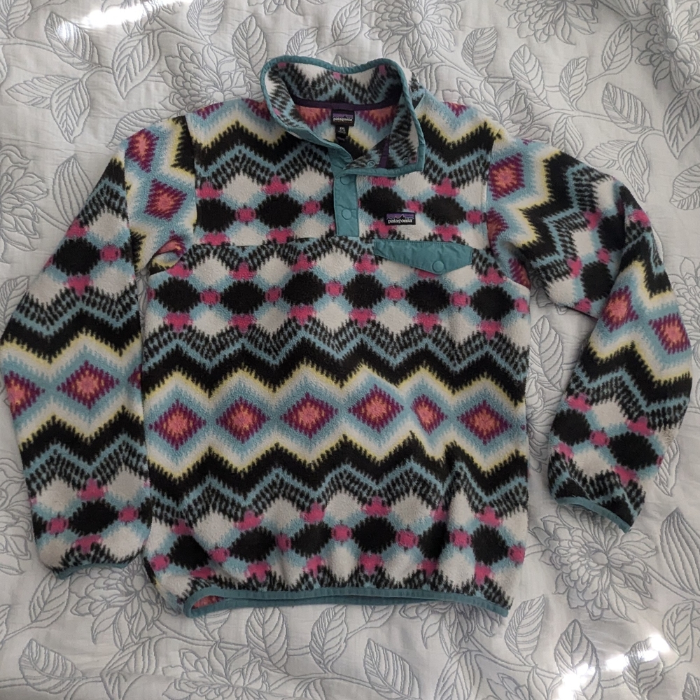 Patagonia Synchilla Fleece Girls XXL 16-18 Colorful Southwestern Pattern